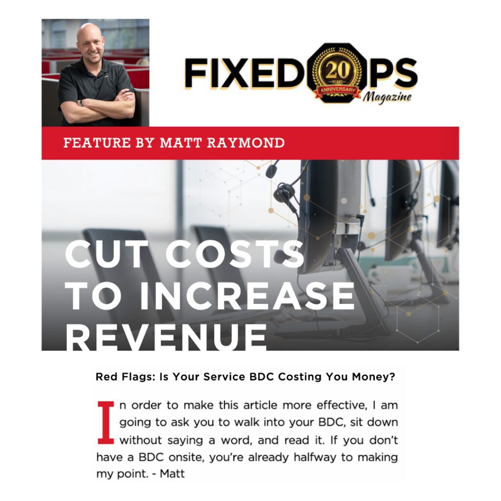 Graphic of FixedOps feature with Matt Raymond, COO at Bowtie Solutions.