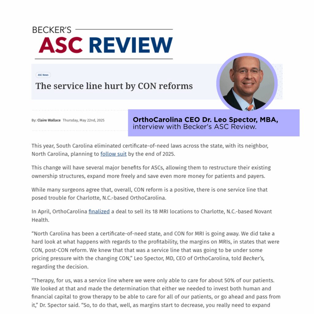 OrthoCarolina CEO Dr. Leo Spector Becker's ASC Review Interview