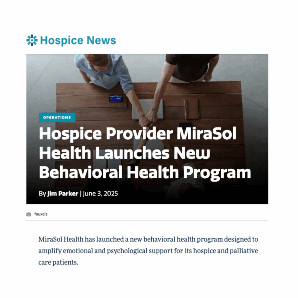 Hospice Provider MiraSol Health Launches New Behavioral Health Program