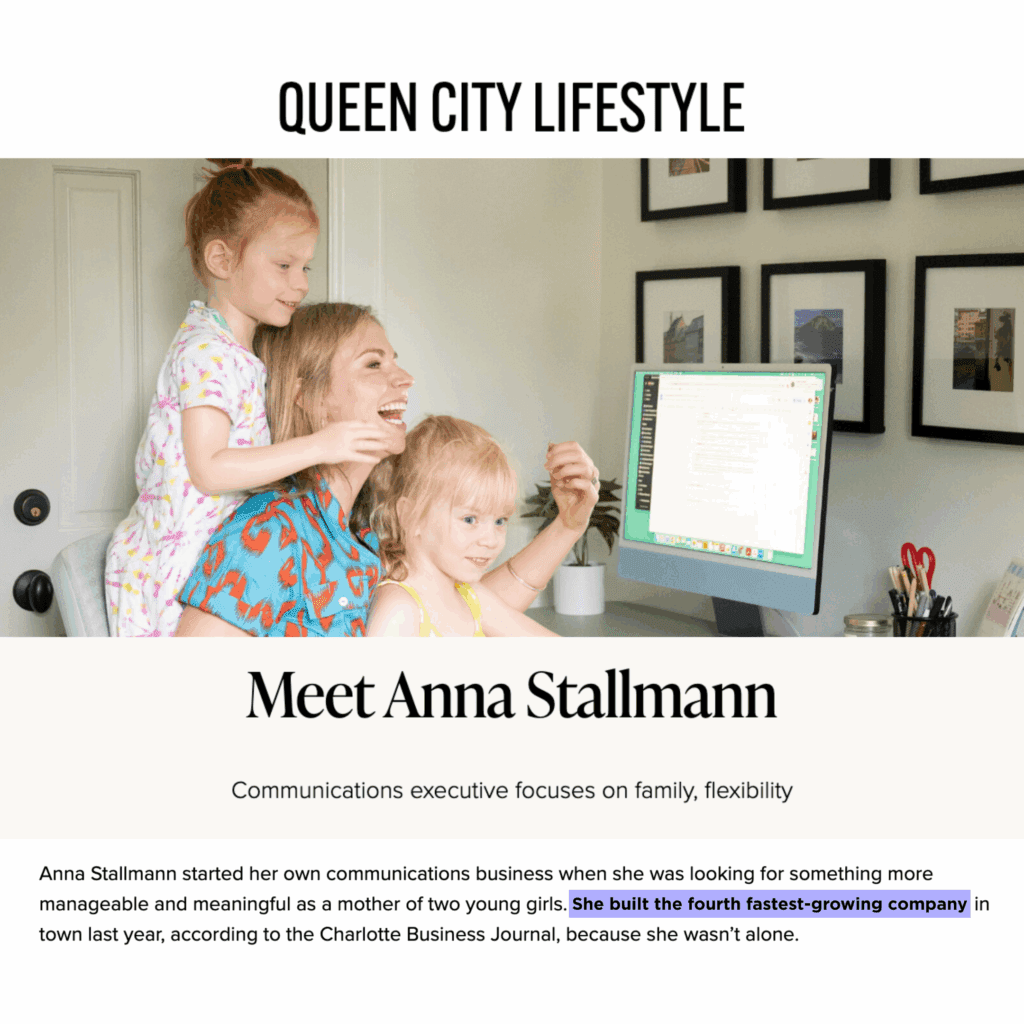 Anna Stallmann Featured in Queen City Magazine