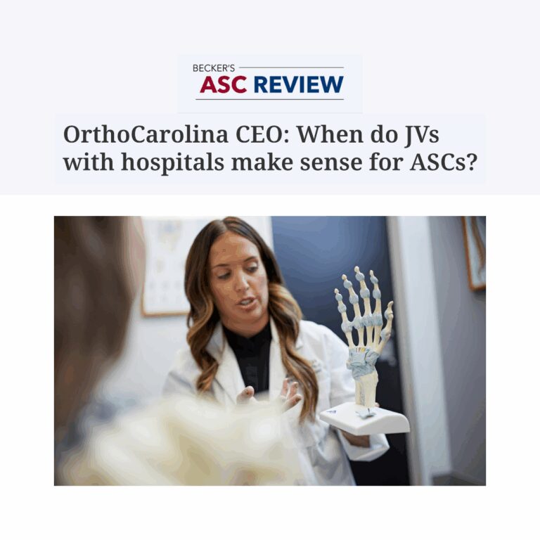 Becker's ASC Review: OrthoCarolina CEO: When do JVs with hospitals make sense for ASCs?
