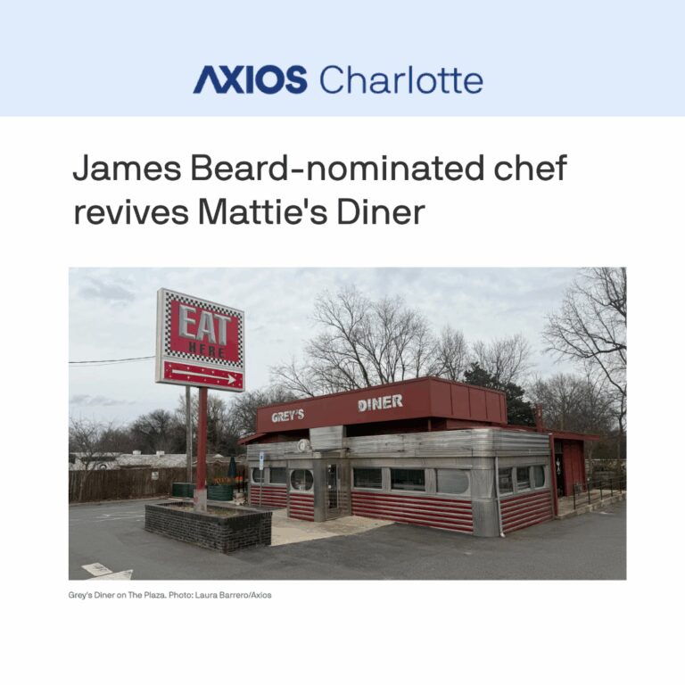 Graphic that reads: AXIOS CHARLOTTE, James Beard-nominated chef revives Mattie's Diner.