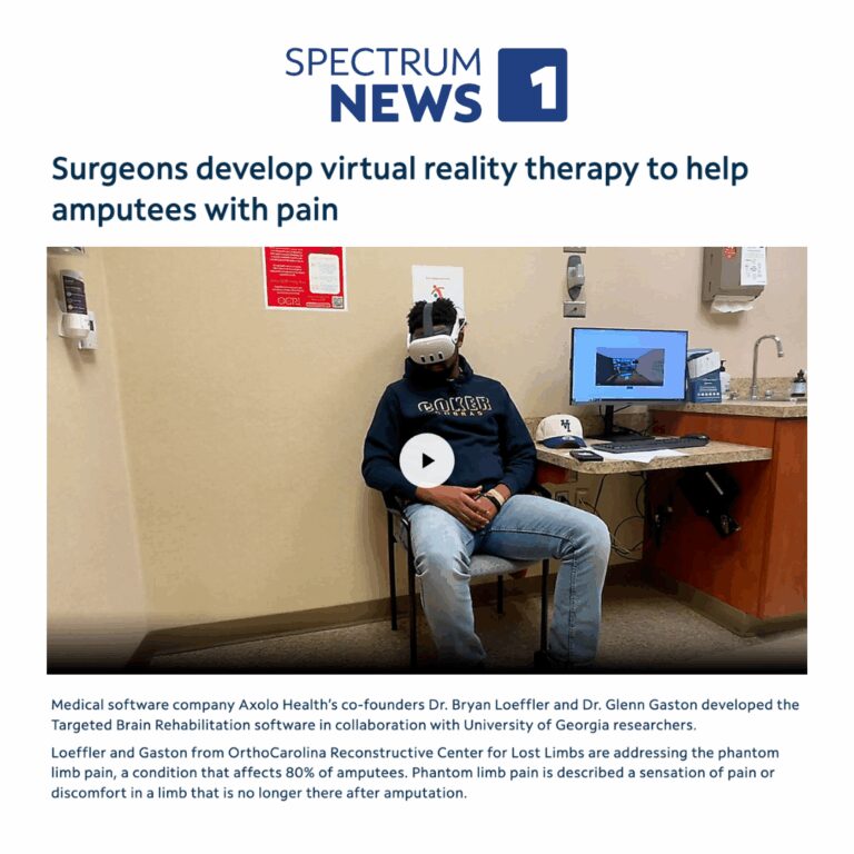 OrthoCarolina/Axolo Health Featured in Spectrum News: Surgeons develop virtual reality therapy to help amputees with pain
