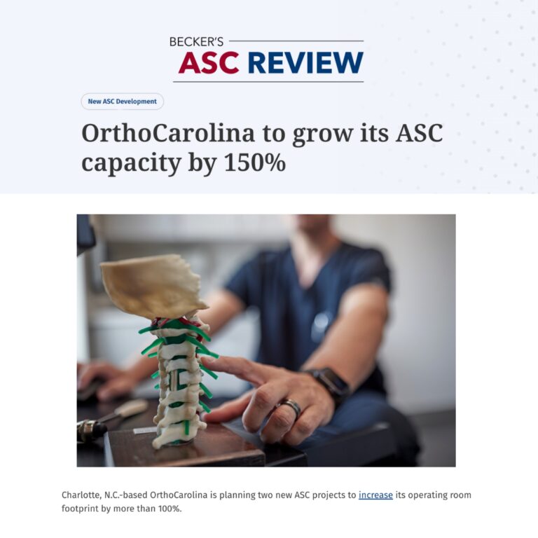 Becker's ASC Review: OrthoCarolina to grow its ASC capacity by 150%