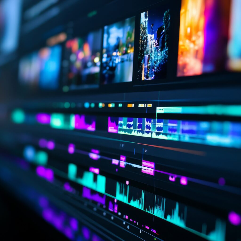 photo of video editing program on computer monitor